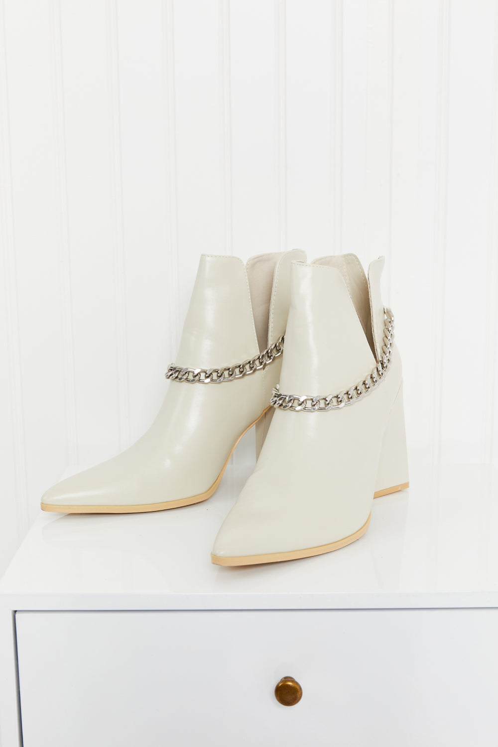 Point the Way Chain Detail Ankle Booties