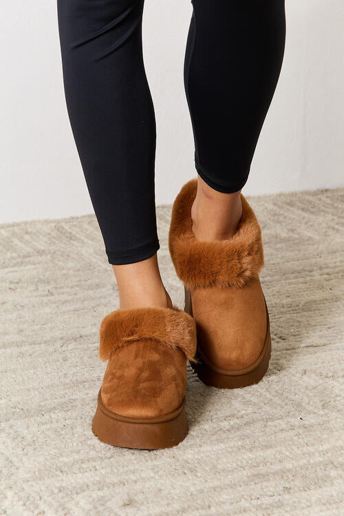 Furry Chunky Platform Ankle Boots