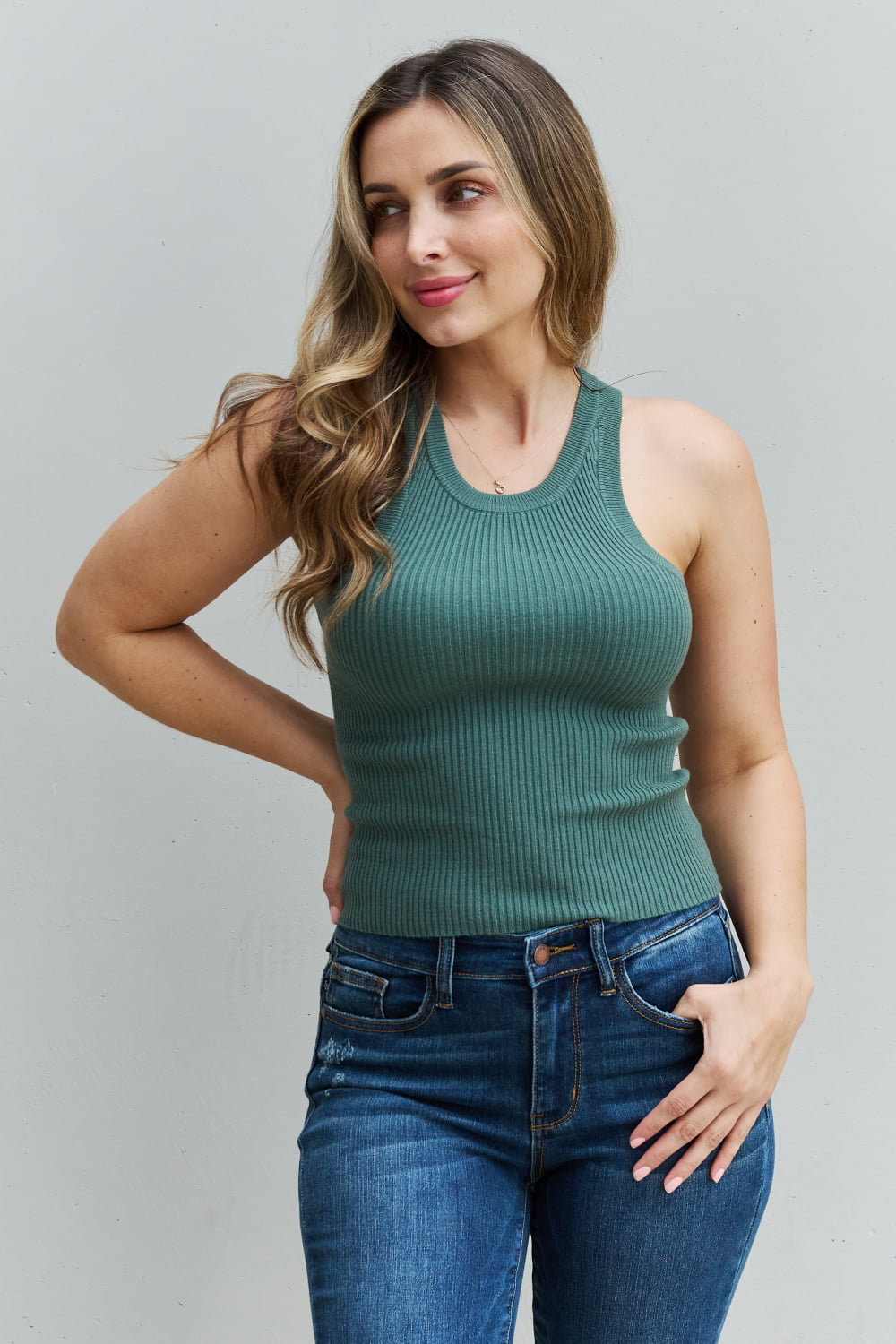 Only For You Ribbed Sweater Tank Top